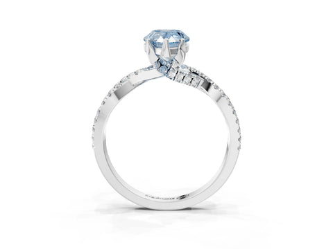White gold Fancy Blue Pear Cut Solitaire Twist Pave Diamond Engagement Ring with Prong Setting_3