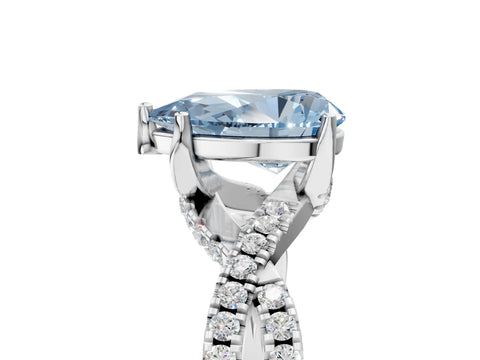 White gold Fancy Blue Pear Cut Solitaire Twist Pave Diamond Engagement Ring with Prong Setting_5