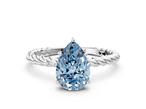 White gold Fancy Blue Pear Cut Solitaire Twisted Band 4-Prong Ring_24