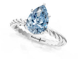 White gold Fancy Blue Pear  Cut Solitaire Twisted Band with Four-Prong Setting_100
