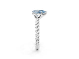 White gold Fancy Blue Pear  Cut Solitaire Twisted Band with Four-Prong Setting_101