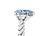 White gold Fancy Blue Pear  Cut Solitaire Twisted Band with Four-Prong Setting_105