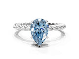 White gold Fancy Blue Pear  Cut Solitaire Twisted Band with Four-Prong Setting_99