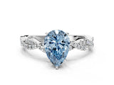 White gold Fancy Blue Pear Cut Solitaire Twisted Pave Band with Four-Prong Setting_15