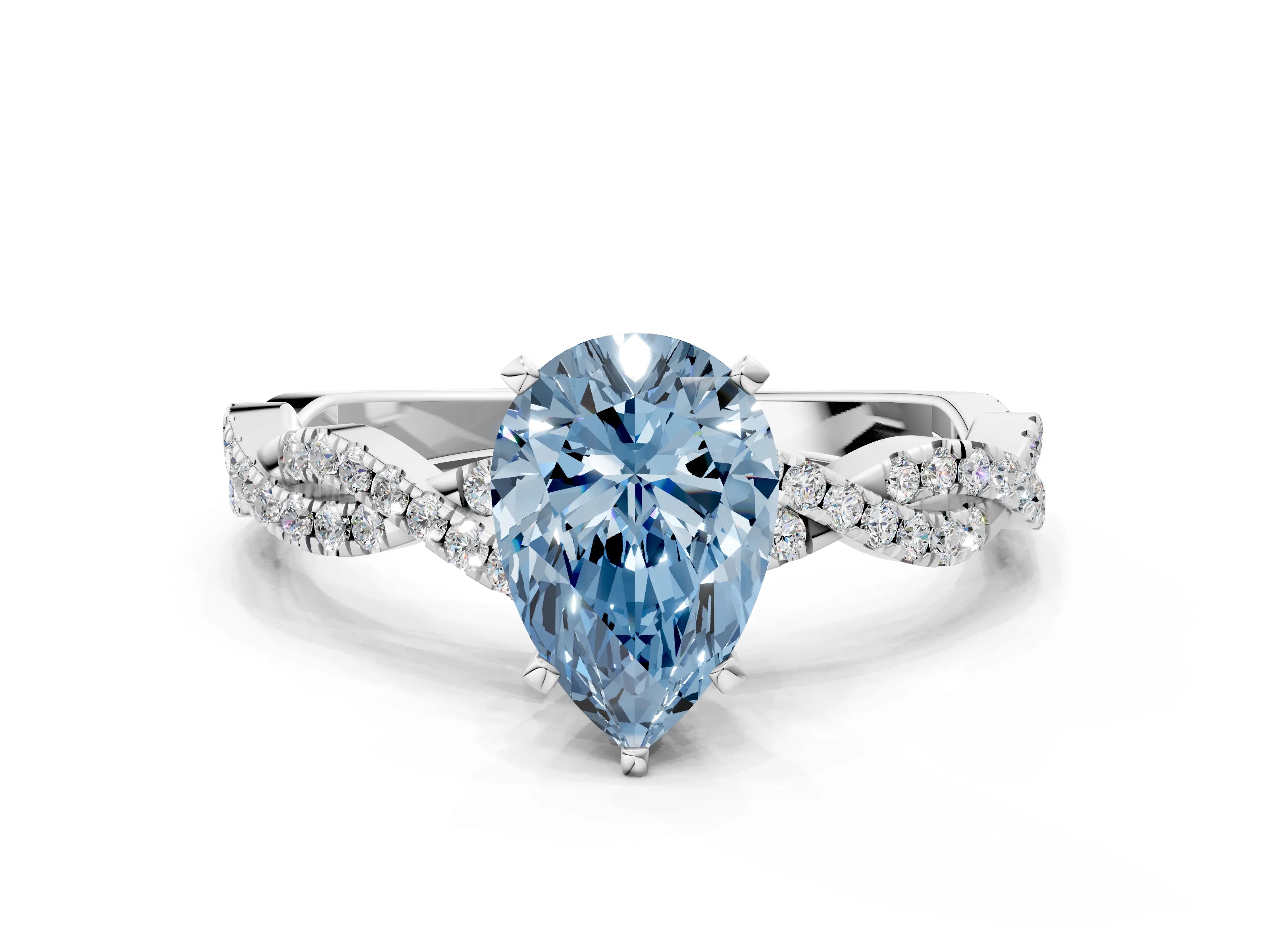 White gold Fancy Blue Pear Cut Solitaire Twisted Pave Band with Four-Prong Setting_15