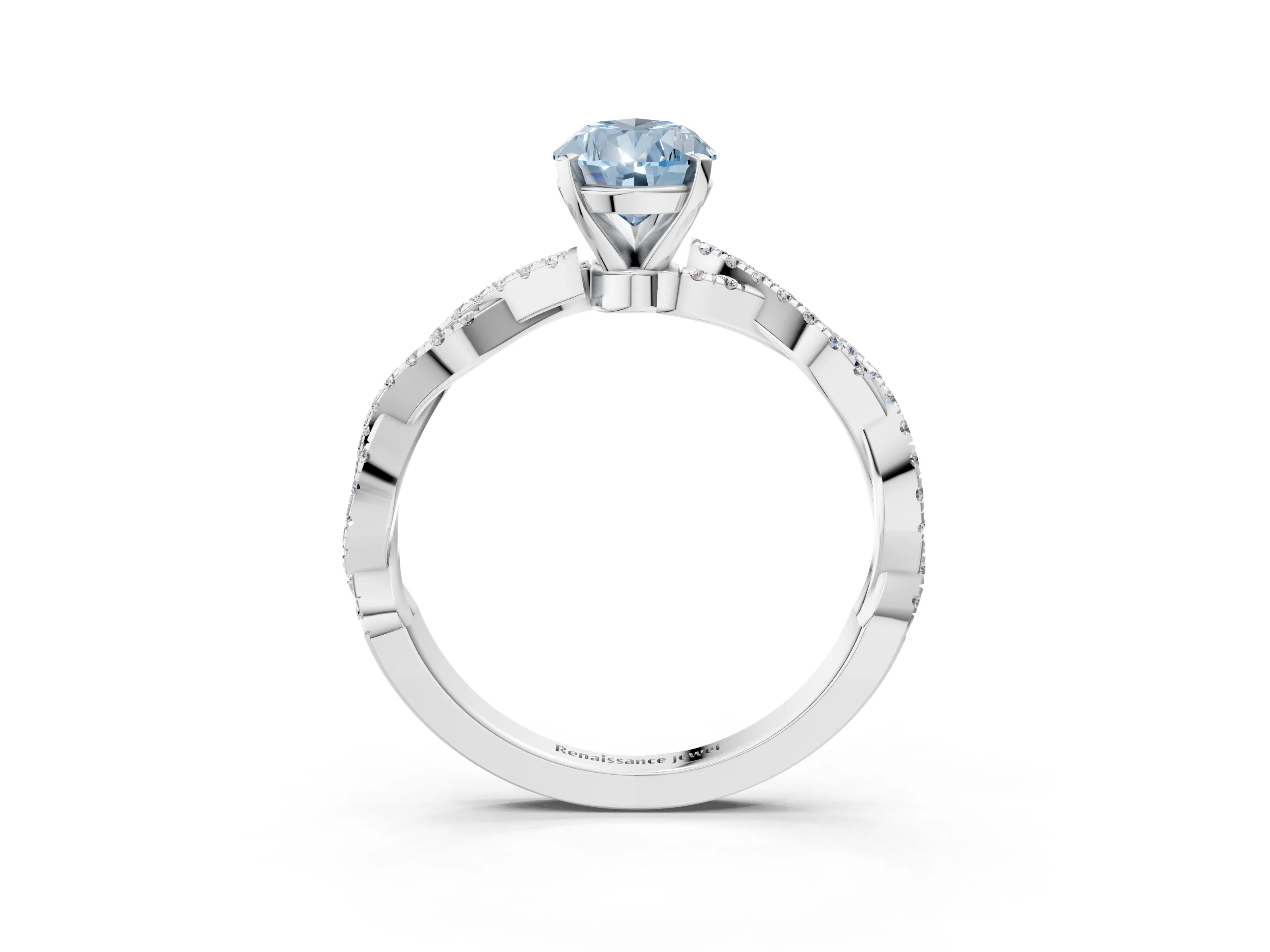 White gold Fancy Blue Pear Cut Solitaire Twisted Pave Band with Four-Prong Setting_18
