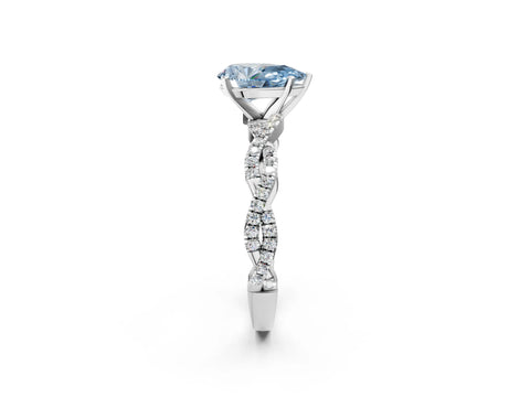 White gold Fancy Blue Pear Cut Solitaire Twisted Pave Band with Four-Prong Setting_5