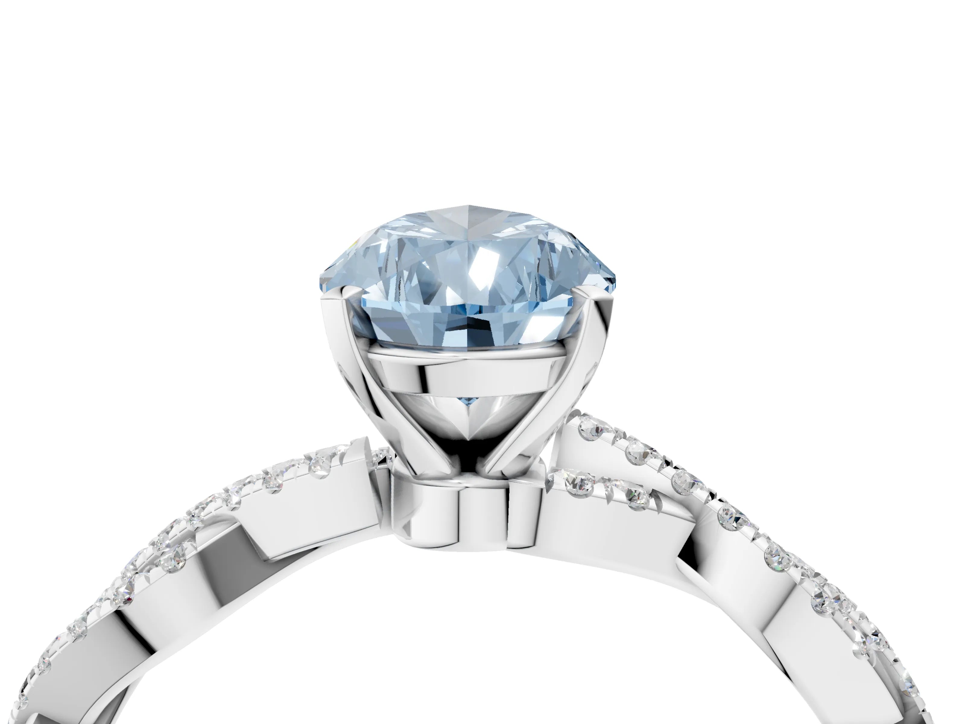 White gold Fancy Blue Pear Cut Solitaire Twisted Pave Band with Four-Prong Setting_7