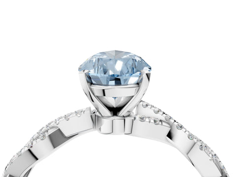 White gold Fancy Blue Pear Cut Solitaire Twisted Pave Band with Four-Prong Setting_7