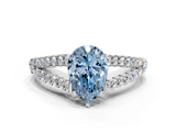 White gold Fancy Blue Pear  Cut Split Shank Pave Diamond Engagement Ring with Four-Prong Setting_77