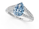 White gold Fancy Blue Pear  Cut Split Shank Pave Diamond Engagement Ring with Four-Prong Setting_77