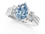 White gold Fancy Blue Pear  Cut Three-Stone Channel Set Ring with Bar Prongs_77
