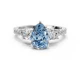 White gold Fancy Blue Pear  Cut Three-Stone Diamond Pavé Band with Prong Setting_17