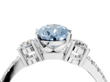 White gold Fancy Blue Pear  Cut Three-Stone Diamond Pavé Band with Prong Setting_21