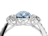 White gold Fancy Blue Pear  Cut Three-Stone Diamond Pave Band with Prong Setting_41