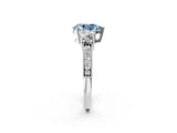 White gold Fancy Blue Pear Cut Three-Stone Diamond Ring with Pavé Band and Four-Prong Setting_14