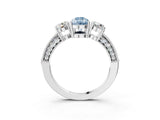 White gold Fancy Blue Pear Cut Three-Stone Diamond Ring with Pavé Band and Four-Prong Setting_15