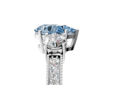 White gold Fancy Blue Pear Cut Three-Stone Diamond Ring with Pavé Band and Four-Prong Setting_17