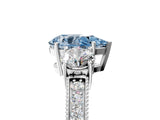 White gold Fancy Blue Pear Cut Three-Stone Diamond Ring with Pavé Band and Four-Prong Setting_5