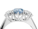 White gold Fancy Blue Pear Cut Three-Stone Diamond Ring with Prong Setting on a Classic Band_28