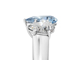 White gold Fancy Blue Pear Cut Three-Stone Diamond Ring with Prong Setting on a Classic Band_29