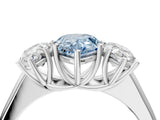 White gold Fancy Blue Pear Cut Three-Stone Diamond Ring with Prong Setting on a Classic Band_40