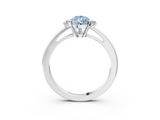 White gold Fancy Blue Pear  Cut Three-Stone Solitaire Ring with Round Accent Diamonds and Four-Prong Setting_23