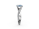 White gold Fancy Blue Pear  Cut Twist Band Solitaire Diamond Ring with Pavé Setting_5