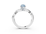 White gold Fancy Blue Pear  Cut Twist Band Solitaire Diamond Ring with Pavé Setting_6