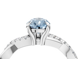 White gold Fancy Blue Pear  Cut Twist Band Solitaire Diamond Ring with Pavé Setting_7