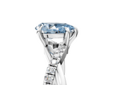 White gold Fancy Blue Pear  Cut Twist Band Solitaire Diamond Ring with Pavé Setting_8