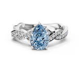 White gold Fancy Blue Pear  Cut Twisted Pavé Band Solitaire Ring with Four-Prong Setting_55