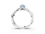 White gold Fancy Blue Pear  Cut Twisted Pavé Band Solitaire Ring with Four-Prong Setting_58