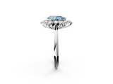 White gold Fancy Blue Pear  Diamond Cluster Halo Ring with Solitaire Band and Four-Prong Setting_21