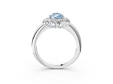 White gold Fancy Blue Pear  Diamond Cluster Halo Ring with Solitaire Band and Four-Prong Setting_22