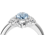 White gold Fancy Blue Pear  Diamond Cluster Halo Ring with Solitaire Band and Four-Prong Setting_24
