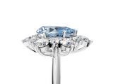 White gold Fancy Blue Pear  Diamond Cluster Halo Ring with Solitaire Band and Four-Prong Setting_25
