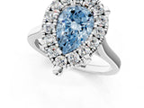 White gold Fancy Blue Pear  Diamond Cluster Halo Solitaire with Four-Prong Setting_102