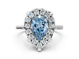 White gold Fancy Blue Pear  Diamond Cluster Halo Solitaire with Four-Prong Setting_102