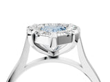 White gold Fancy Blue Pear  Diamond Cluster Halo Solitaire with Four-Prong Setting_105