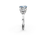 White gold Fancy Blue Pear  Diamond Cluster Leaf Design Ring with Prong Setting_55