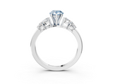 White gold Fancy Blue Pear  Diamond Cluster Leaf Design Ring with Prong Setting_55