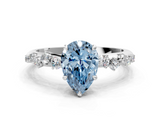 White gold Fancy Blue Pear  Diamond Cluster Prong-Set Solitaire Ring_70