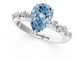 White gold Fancy Blue Pear  Diamond Cluster Prong-Set Solitaire Ring_73