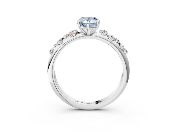 White gold Fancy Blue Pear  Diamond Cluster Prong-Set Solitaire Ring