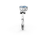 White gold Fancy Blue Pear  Diamond Floral Cluster Ring with Solitaire Band and Prong Setting_33