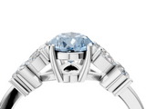 White gold Fancy Blue Pear  Diamond Floral Cluster Ring with Solitaire Band and Prong Setting_35