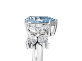 White gold Fancy Blue Pear  Diamond Floral Cluster Ring with Solitaire Band and Prong Setting_36