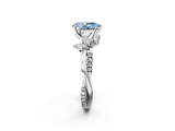 White gold Fancy Blue Pear  Diamond Floral Vine Solitaire Engagement Ring_5