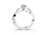 White gold Fancy Blue Pear  Diamond Floral Vine Solitaire Engagement Ring_6